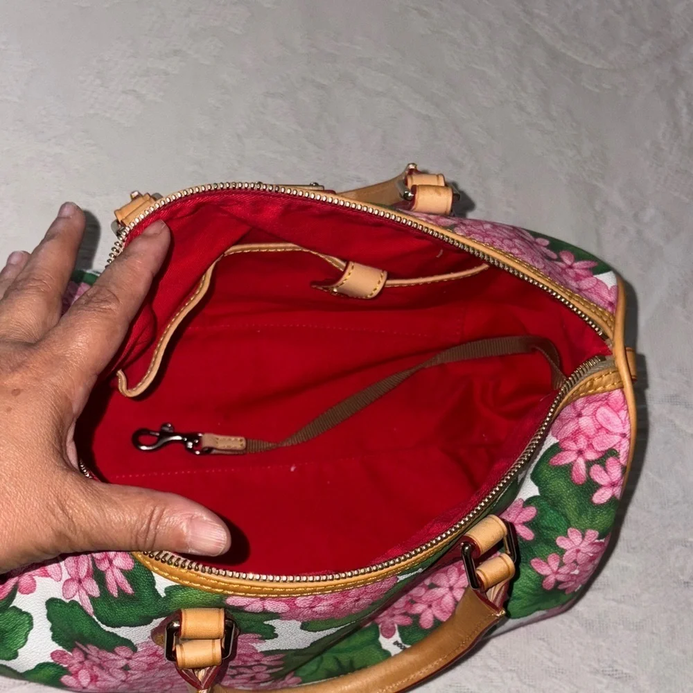 Gently Loved Satchel Bag Genuine Leather Hydrangea (NO CROSSBODY STRAP)